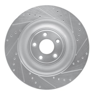 Jaguar XF Brake Rotor (1) - Rear Right - R1 Concepts - Drilled & Slotted - Silver - `10-`24